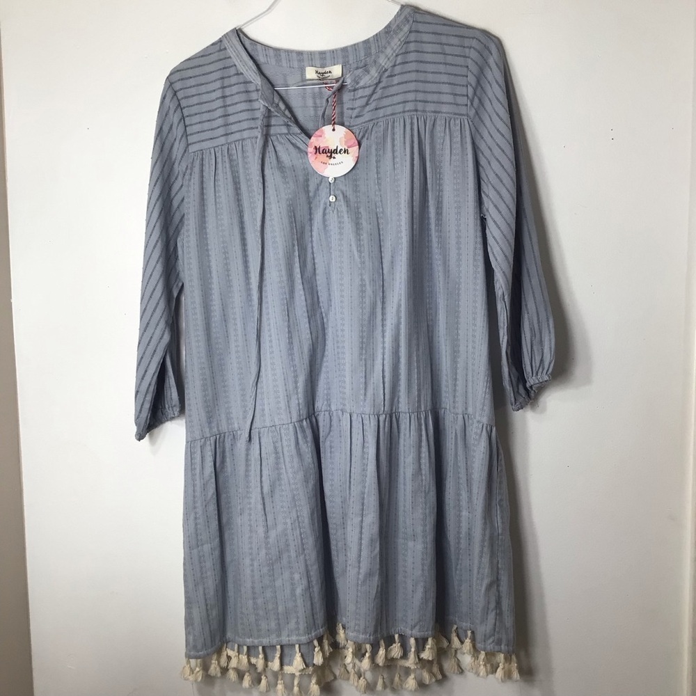 NWT Hayden dress women medium blue fringe tassel